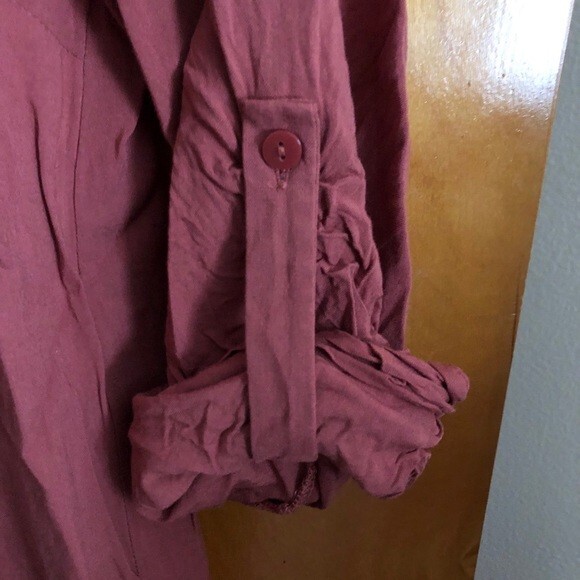 Atmosphere Blouse Top Dusty Rose Pink Crochet V-Neck Popover Boho Small Size 4 - Picture 3 of 7